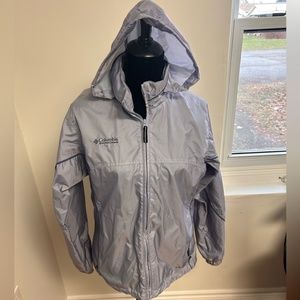 Columbia medium purple unlined hooded zip up rain coat jacket